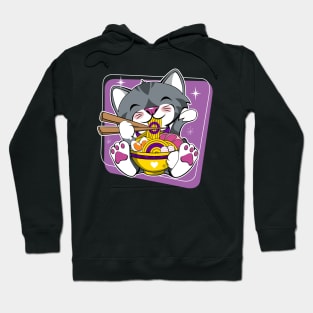 Cat Eating Ramen Intersex Pride Hoodie